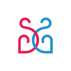 letters ss linked curves line loop design logo vector image