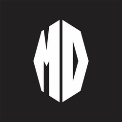 Md logo monogram circle with piece ribbon style Vector Image