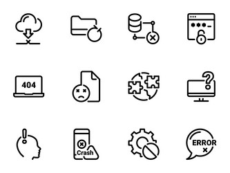 set of black icons isolated against white vector