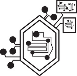 computer circuit hexagon electronic component vector image