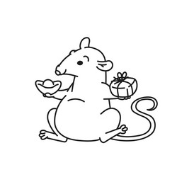 rat with gift and lucky charm chinese new year Vector Image