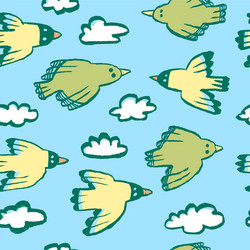 Seamless pattern with birds and cloudsbackground vector