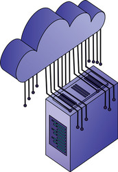 server data center with cloud computing vector image
