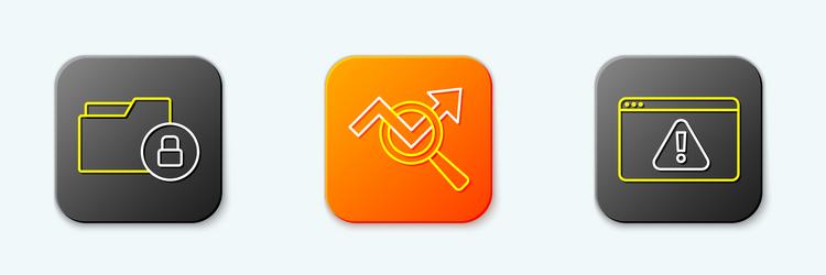 set line folder and lock search data analysis vector image