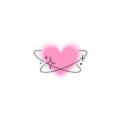 heart y2k gradient blurred element with line art vector image