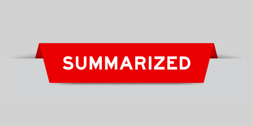 red color inserted label with word summarized vector image
