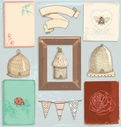 Hand drawn chalk romantic elements set Royalty Free Vector