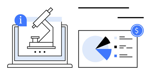 digital research and data analysis with microscope vector image