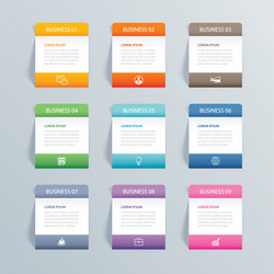 infographics rectangle paper index with 9 data vector