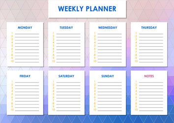 Cute weekly planner background with chat bubble Vector Image