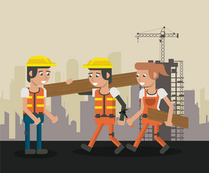 Construction workers geometric cartoons Royalty Free Vector