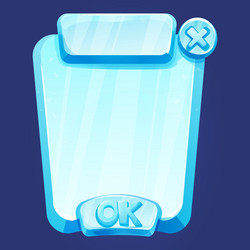 Ice button frozen frame level menu in cartoon vector