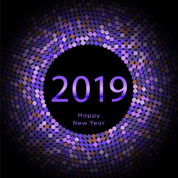 Violet discoball new year 2019 greeting poster vector