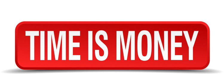 time is money red 3d square button isolated vector image