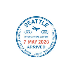 Passport stamp travel visa customs usa seattle vector