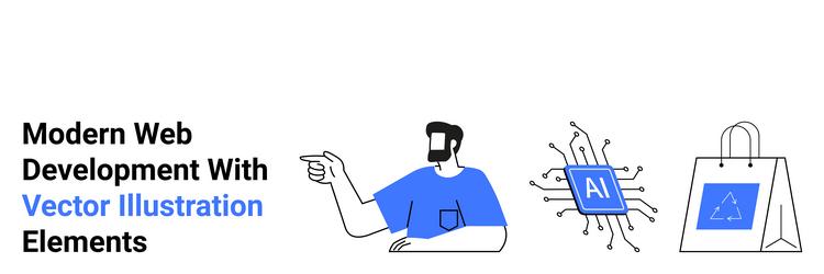 man pointing ai circuit shopping bag for web vector image