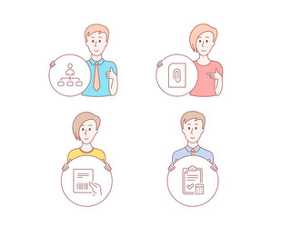 Management attachment and parcel invoice icons vector