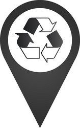 Recycle symbol inside map pin location pointer vector