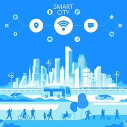 Smart city concept people on street transportation vector