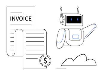 ai-powered robot assisting with digital invoice vector image