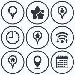 map pointer icons home food and user location vector image