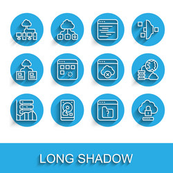 set line server data web hosting hard disk vector image