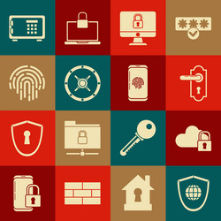 set shield with world globe cloud computing lock vector image