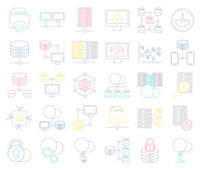 icons set of network and hosting vector