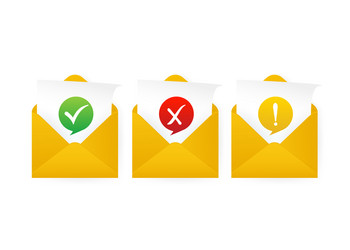 check mark in envelope approved rejected vector