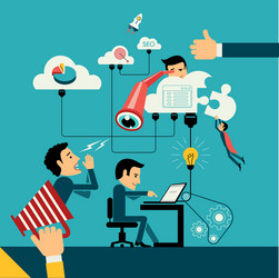 concept of computer and connected mobile devices vector image