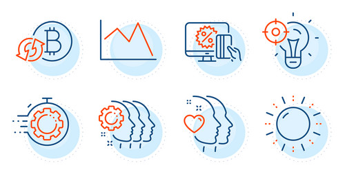 line chart refresh bitcoin and seo timer icons vector image