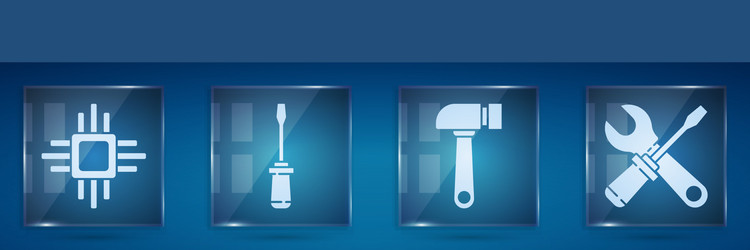 set processor with microcircuits cpu screwdriver vector image