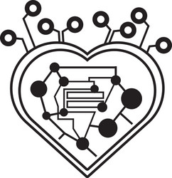 Computer circuit heart electronic component linear vector