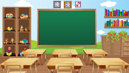 Empty classroom scene with interior decoration vector