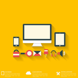 Flat abstract background with web icons interface vector