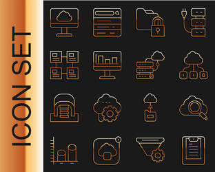 set line server data report search cloud vector image
