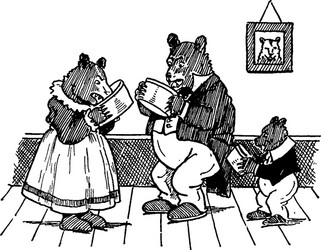 Goldilocks and the three bears vintage Royalty Free Vector