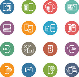 Flat design mobile devices and services icons set vector