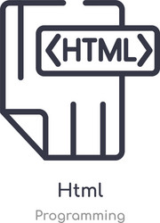 html outline icon isolated line from programming vector image