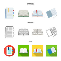 isolated object book and open sign set vector image