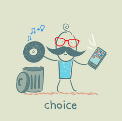 man throws a plate and listen to music from your vector image