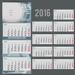 calendar 2016 - planner for three month vector