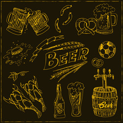 Hand drawn set with beer vector