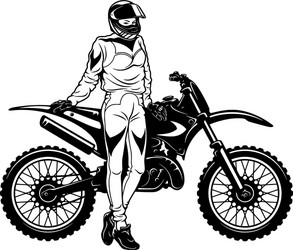 Motocross Girl on Motorcycle vector