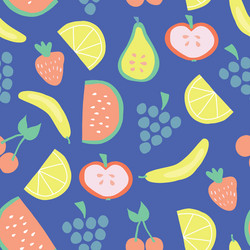 Beautiful seamless pattern with cute doodle fruits