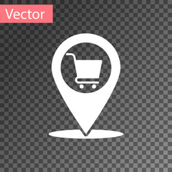 white map pointer with shopping cart icon isolated vector image