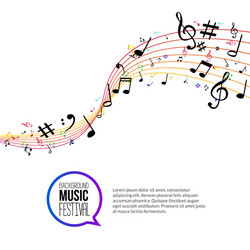 Abstract colorful music notes and lines vector