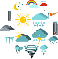 Weather set icons flat style vector