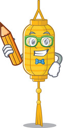 cool smart student lamp hanging character holding vector