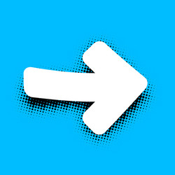 white arrow sign on blue background vector